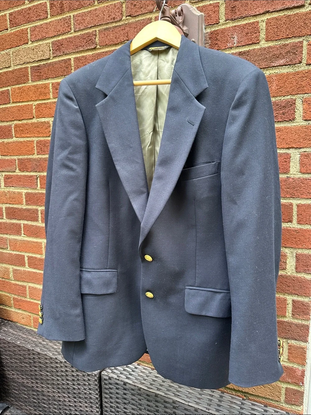 Men's Navy Two-Button Blazer with Gold Buttons